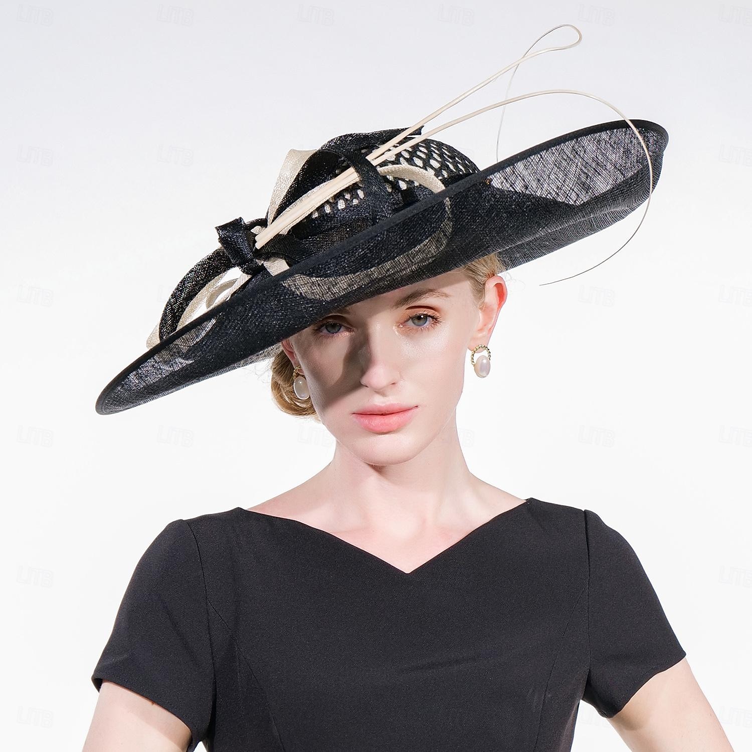 2026年 帽子 シナメイ ボウラーハット / クローシュハット サンハット トップハット ウェディング ティーパーティー エレガントなウェディング 羽根付き 蝶結び ヘッドピース ヘッドウェア  コレクション – $120.99 –P4