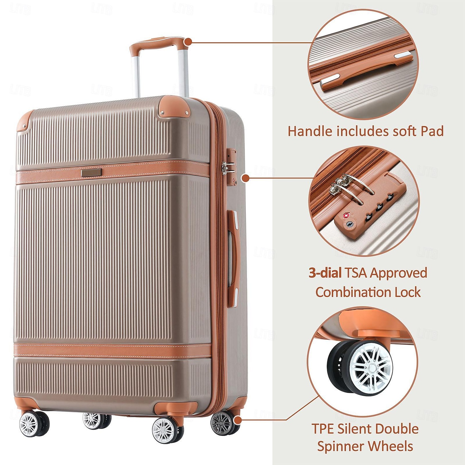 Ensemble de valises 3 pièces, bagage de voyage léger et extensible à coque rigide en ABS avec serrure Tsa, roulettes pour hommes et femmes de 2025 ? $296.09 –P2