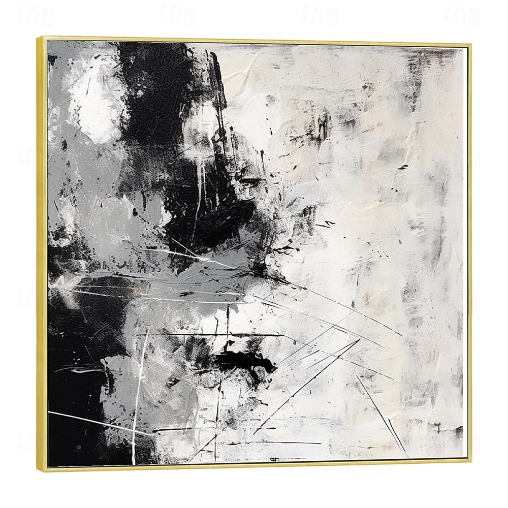 handgemachtes Ölgemälde Acryl Leinwand Wandkunst Dekoration minimal schwarz und weiß abstrakte Textur für Wohndekor gerollt rahmenloses ungedehntes Gemälde 2026 - $61.99 –P11