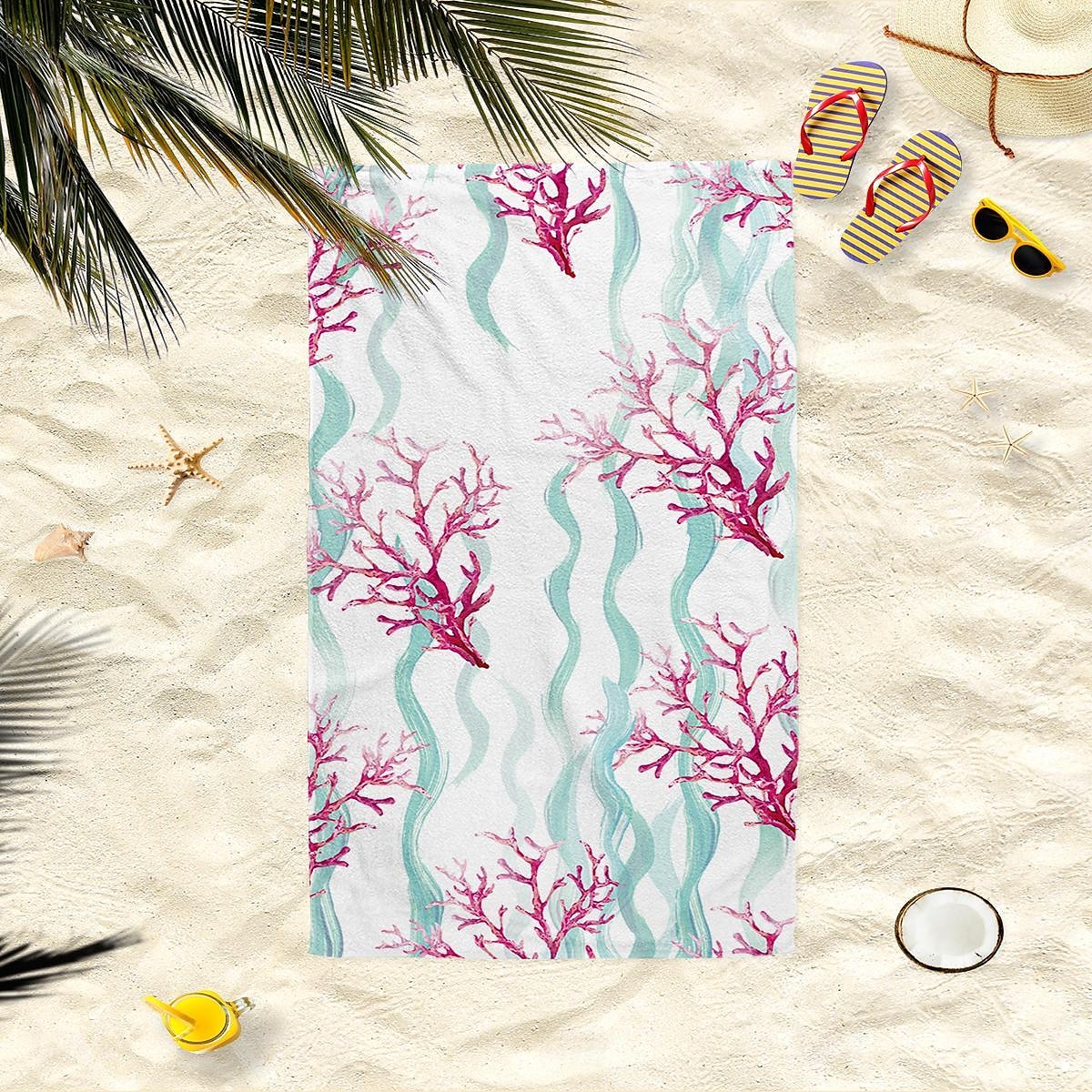 Ocean Series Seahorse Coral Print 100% Micro Fiber Beach Towel Oversized Soft and Quick-Dry, Absorbent, Soft, Versatile for Travel, Bath and Pool 2025 - $18.49 –P2
