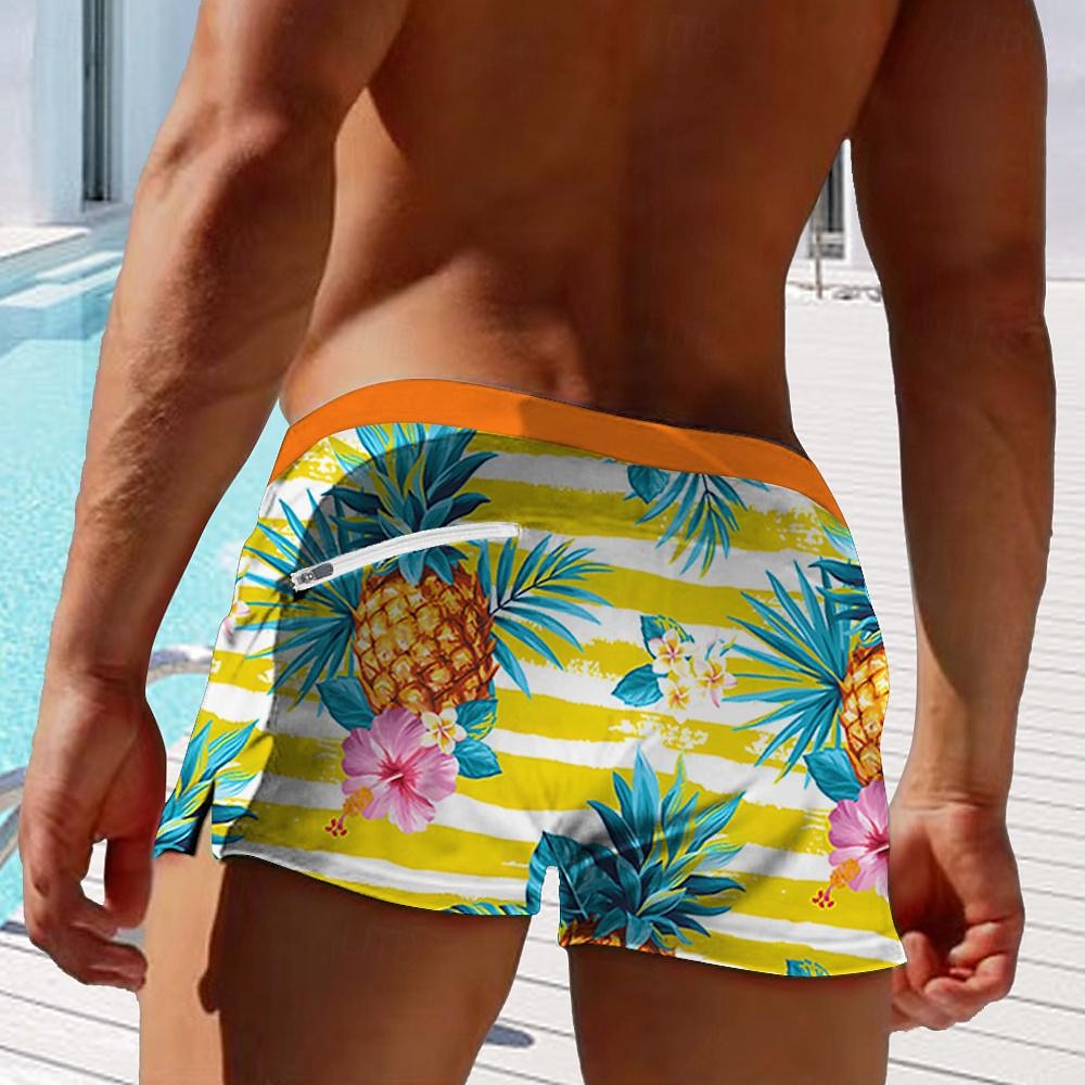 Herren Frucht Ananas Zitronengelb Badehosen Badeshorts Boardshorts Mittlere Taille Mode Designer Surfen Ferien Strand Tasche Kordelzug Elastischer Bund Designer Bekleidung 2025 - $19.99 –P4