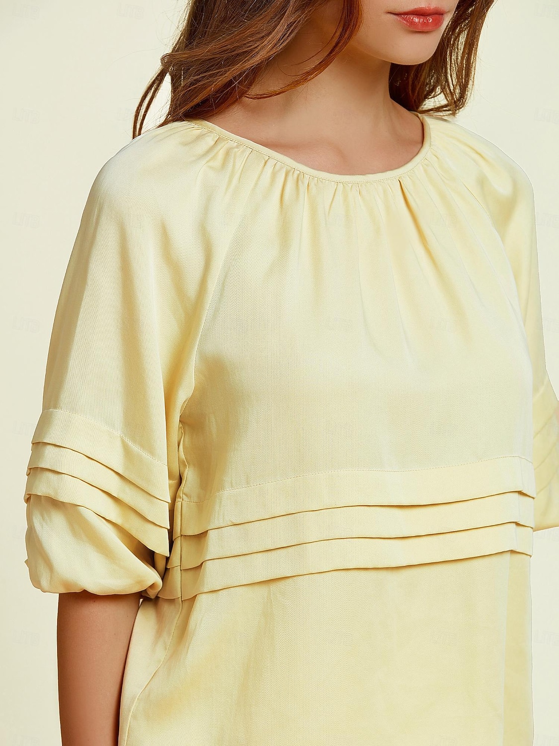 Lyocell Basic Pleats Scoop Neck Blouse 2026 - $37.99