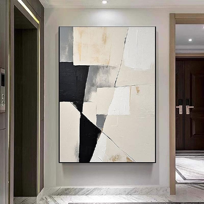arte minimalista bege branco preto feita à mão arte de parede wabi-sabi bege brancogrande arte de parede abstrata begearte texturizada preta pintura a óleo de 2026 por $176.99 –P9