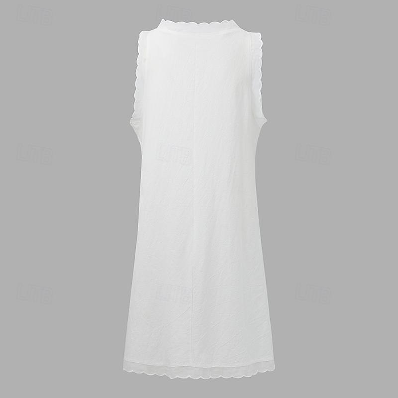 Per donna Mini Abito Abito Bianco Abito da laurea Abito in cotone e lino Vestito Estivo Casual Vacanza Quotidiano Data Vestibilità regolare Senza Maniche Girocollo Nero Bianco Rosa Blu Estate del 2025 a $14.99 –P2
