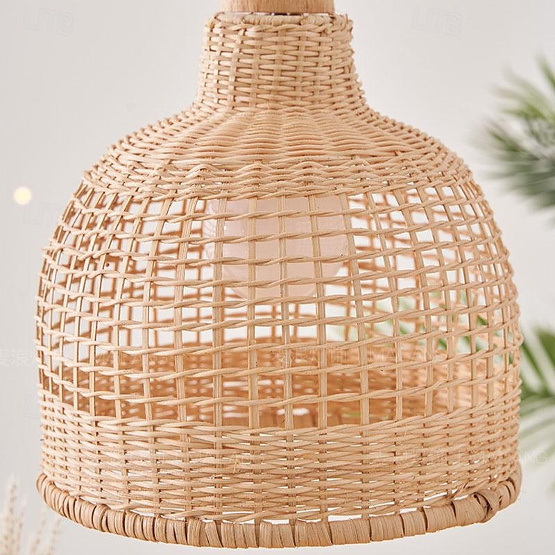 LED Pendant Light 3-Color Light 70/100cm 1/2/3-Light Bamboo Rattan Mini E27 Semi-Recessed Adjustable Wire Ceiling Pendant Light for Bedside Table Balcony Dining Room Decorative Lighting 85-265V 2025 - $185.99 –P7