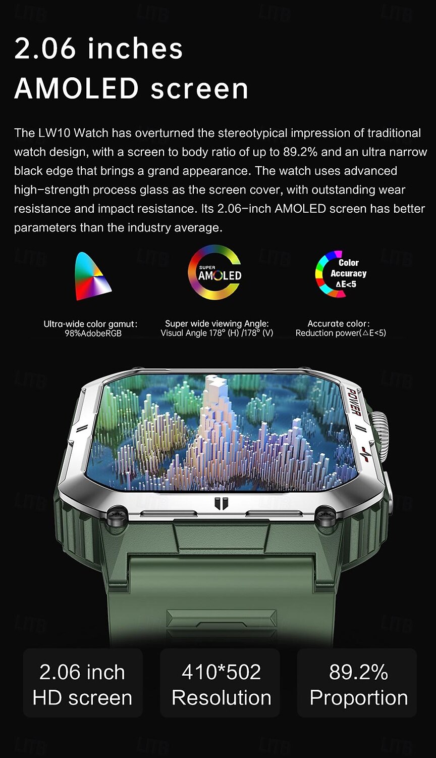 696 LW10 Smart Watch 2.6 inch Smart Band Fitness Bracelet Bluetooth ECG+PPG Pedometer Call Reminder Compatible with Android iOS Men Hands-Free Calls Message Reminder IP 67 42mm Watch Case 2025 - $71.99 –P4