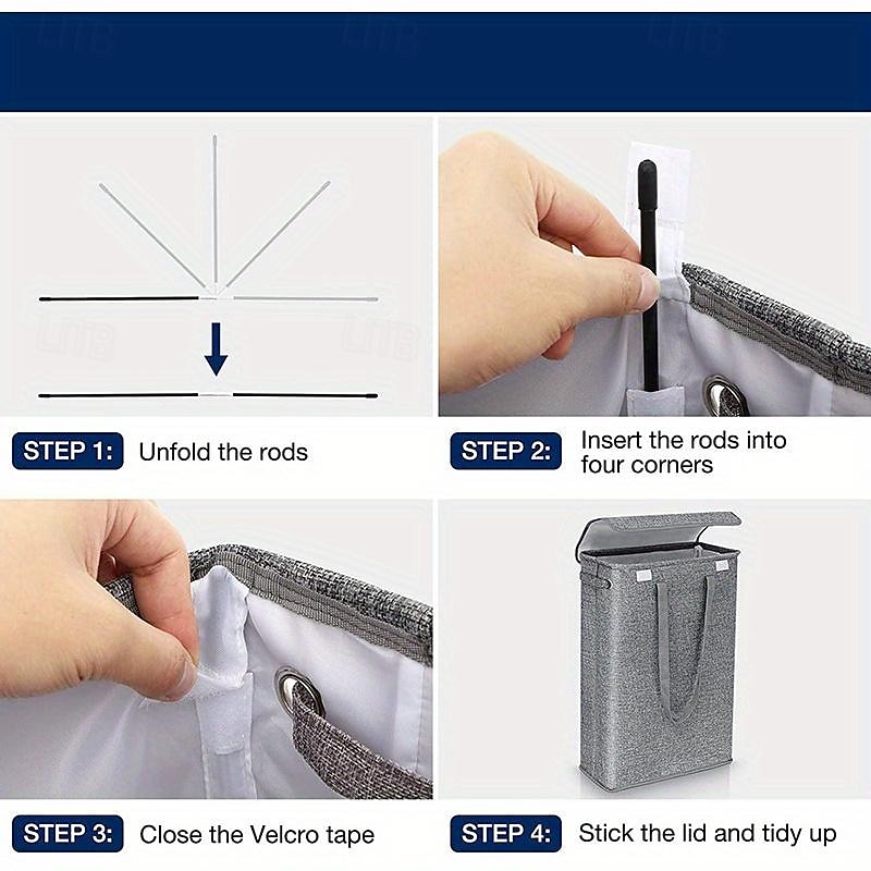 45l tunn tvättkorg med lock smal hand fin hand smutsig tvättkorg sovrum dagis hel korg förvaringspåse 2025 - $25.99 –P6