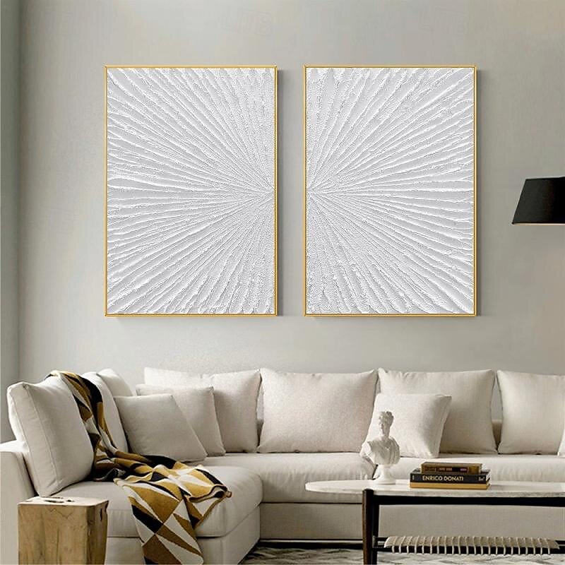 ručně malovaná abstraktní minimalistická monochromatická olejomalba ruční triptych umění na plátně bílá texturovaná olejomalba minimalistická nástěnná malba nástěnná malba 2025 - $125.99 –P4