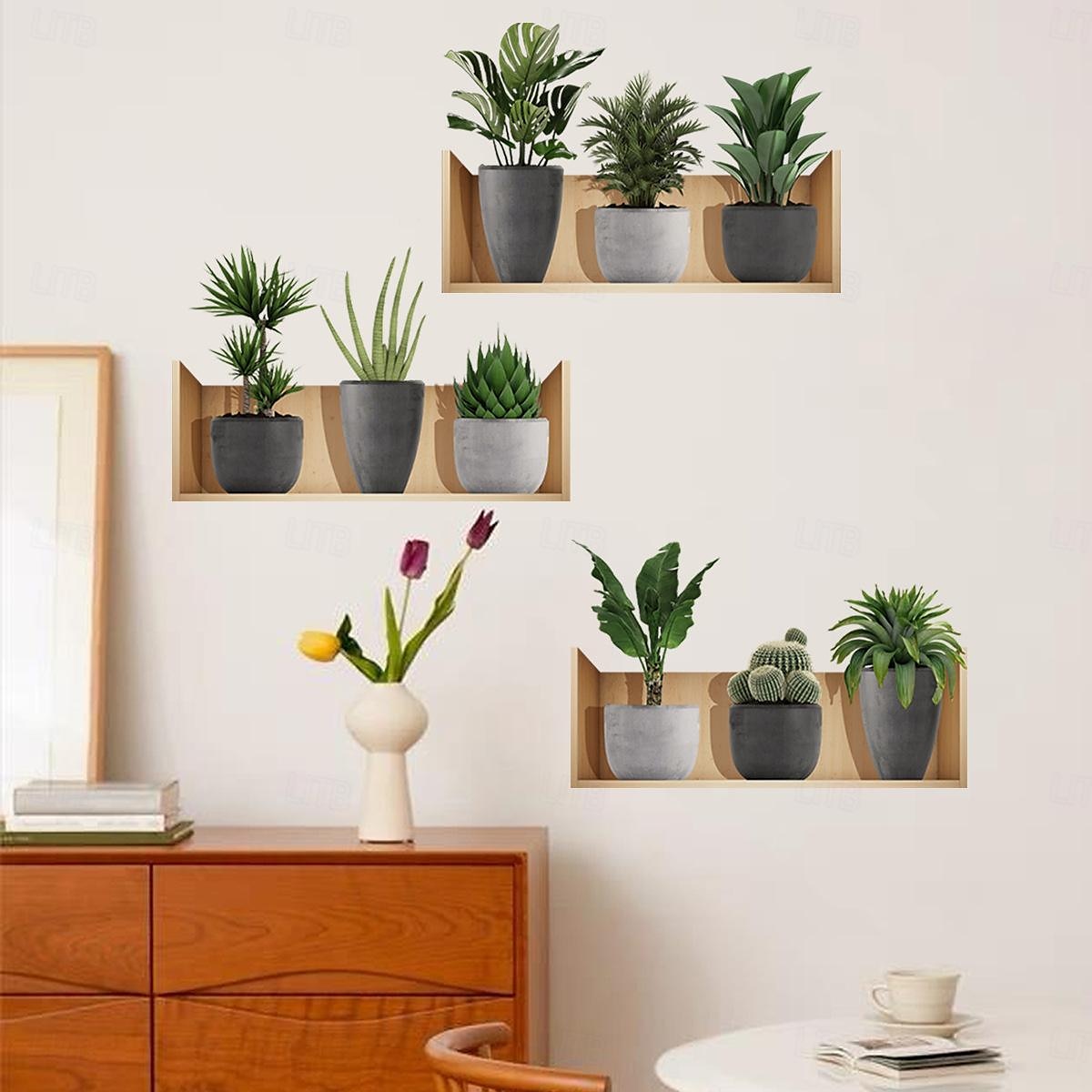 Self-Adhesive 3D Plant Wall Stickers - Waterproof, Dirt-Resistant, Easy Peel-and-Stick Decals for Living Room, Bedroom, Kitchen, and Office - Transform Your Home 2025 - $9.49 –P4