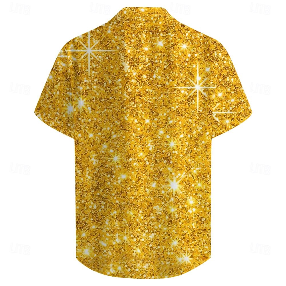 Per uomo Camicia Camicia con bottoni Manica corta Moda Casual Giornaliero Per eventi Estate Collo ripiegabile Bottoni Stampa Oro del 2026 a $25.99 –P2