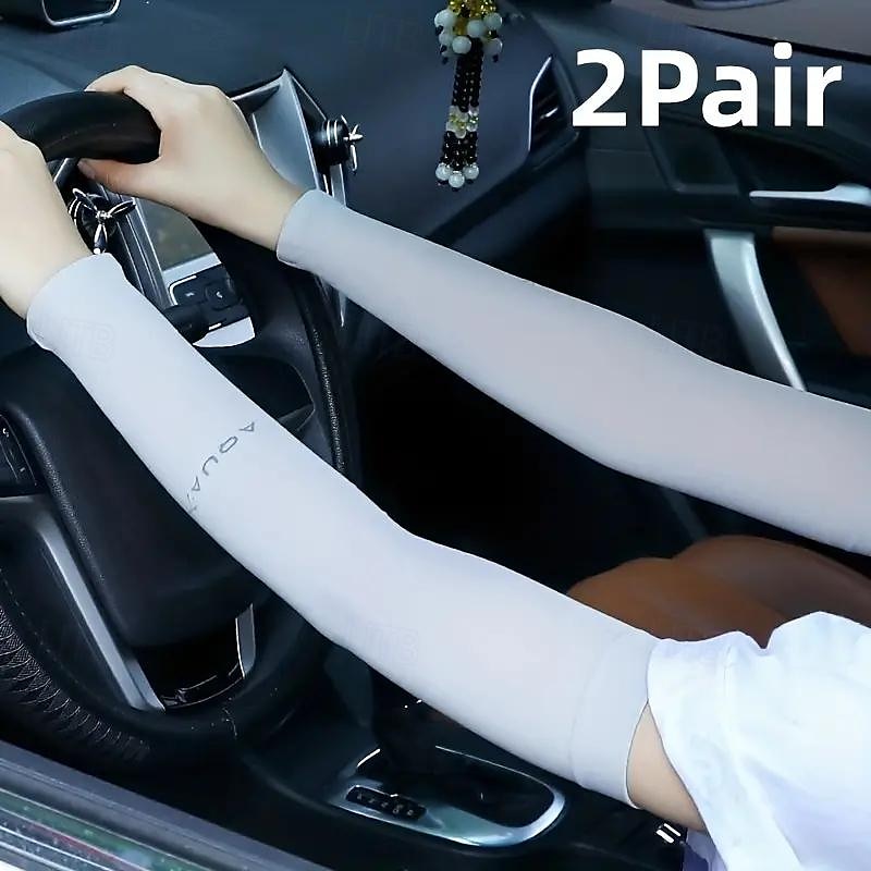 2pairs Long Solid Color Sun Sleeves, Thin High Elastic Cooling Arm Cover, Summer Sport Sleeves For Running Fishing Riding 2025 - $9.49 –P17