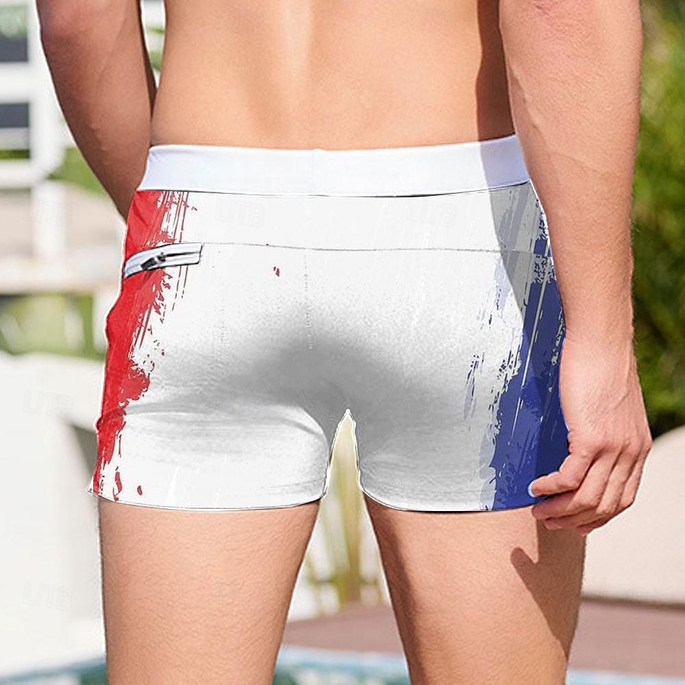 Homens Bandeira Futebol Americano Padrão europeu Calção de Banho Bermuda de Surf Shorts de Natação Cintura Média Moda Designer Surf Feriado Praia Bolsos Com Cordão Cintura elástica Designer Roupa de 2025 por $19.99 –P2
