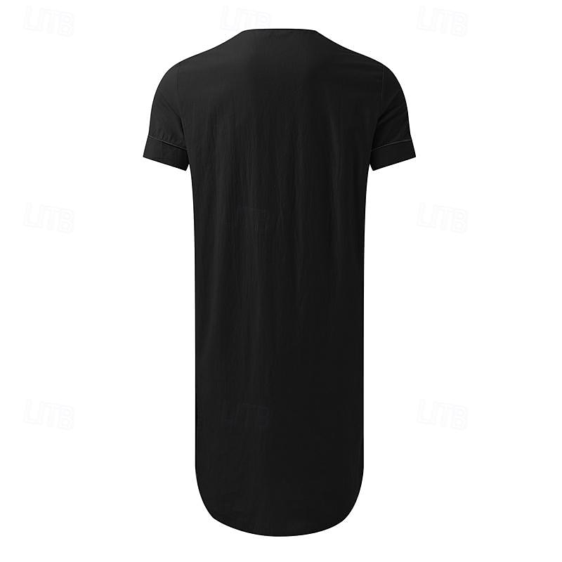 Bărbați loungewear Camasa de noapte Cămașă de noapte Culoare pură Stilat Confortabili Halate kimono Zilnic Casă Poliester Απαλό Respirabil În V Manșon scurt Buzunar Vară Primăvară Negru Alb 2026 - $29.99 –P5