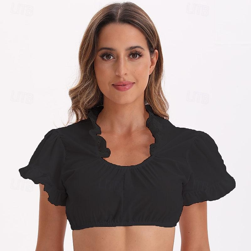 Oktoberfest Baile de Máscaras Blusa con falda acampanada bávaro Mucama Alemán Munich Víspera de Todos los Santos prados Mujer Víspera de Todos los Santos Paño de estilo tradicional Cima 2026 - $23.99 –P4