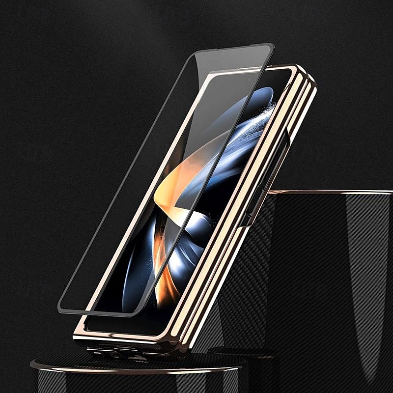 2025年 電話 ケース 用途 サムスンのギャラクシー Z Fold 5 Z Fold 4 Z Fold 3 バックカバー とスクリーンプロテクター リングバックル 耐衝撃 レトロ風 TPU メタル PUレザー  コレクション – $27.99 –P2