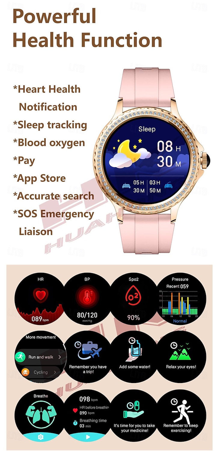 696 HK27 Smart Watch 1.3 inch Smart Band Fitness Bracelet Bluetooth Pedometer Call Reminder Sleep Tracker Compatible with Android iOS Women Hands-Free Calls Message Reminder IP 67 42mm Watch Case 2025 - $51.99 –P5