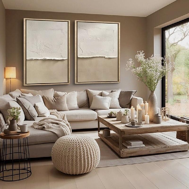 oil painting handmade Mid Century Abstract White oil painting  Neutral Decor White Plaster painting Wall Art  New*Minimal Scandinavian Medieval  3D Textured Painting Artwork 2025 - $116.99 –P5
