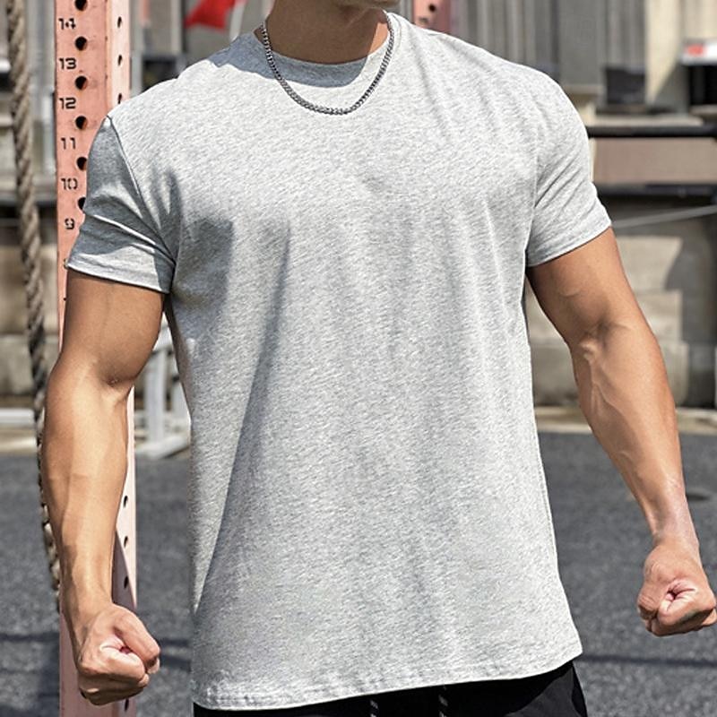 Men's Solid Colored Running T-Shirt Summer Short Sleeve Casual Athleisure Cotton Quick Dry Soft Breathable Gym Workout Running Walking Jogging Dark Grey Black White Sportswear Activewear 2026 - $20.99 –P5
