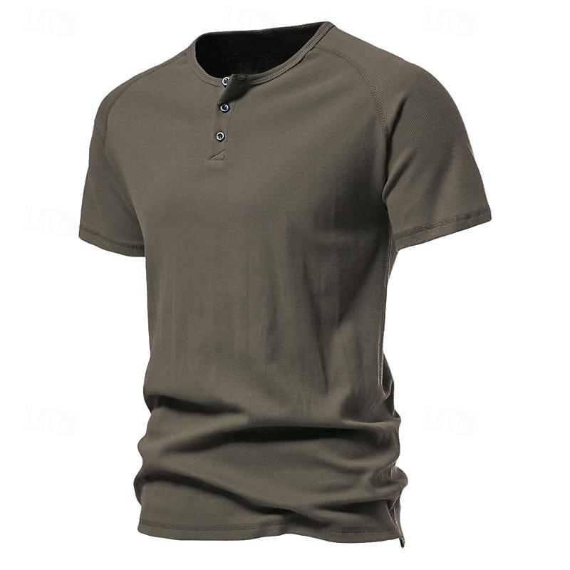 Pánské Tričko s knoflíkem Tričko Tričko Henley Trička Krátký rukáv Henley Jaro léto Bez vzoru Pit Strip Módní Designové Základní Dovolená ulice Jdeme ven Černá Bílá Námořnická modř Top tričko pro muže 2025 - $20.99 –P8