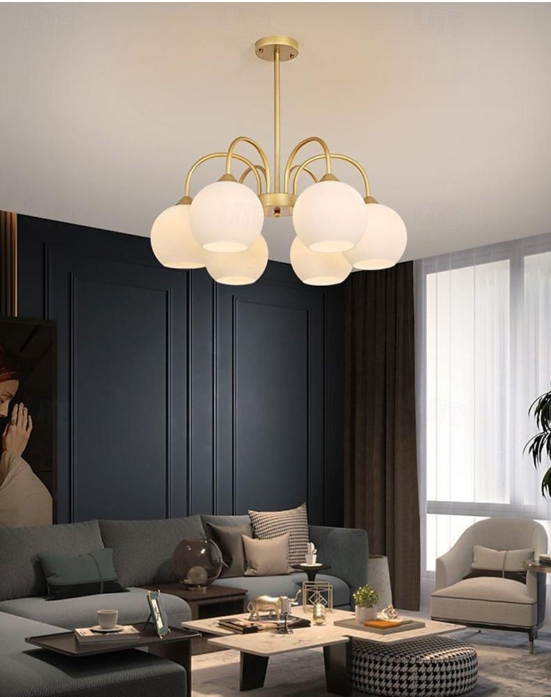 led függőlámpa 65/85cm 6/8 fény század közepén modern e27 csillár nagy fehér gömb sputnik vintage sárgaréz süllyesztett mennyezeti lámpa konyhasziget függőlámpa matt üveggolyós függőlámpa 110-240v 2025 - $299.99 –P5