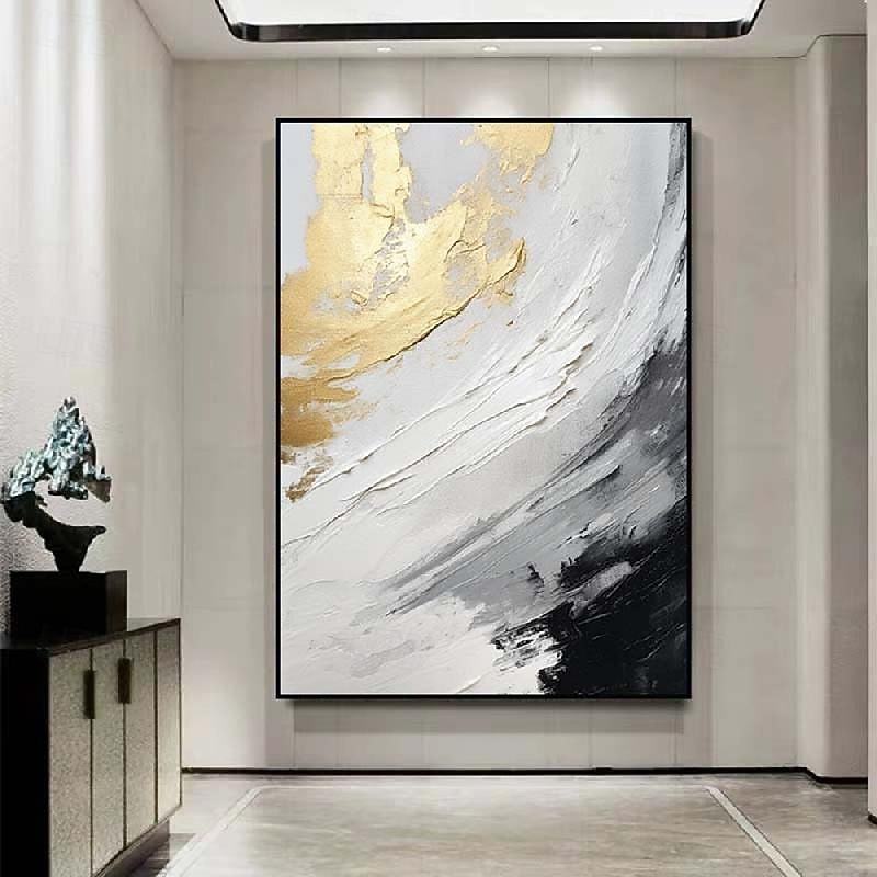 pintura a óleo com textura de ouro preto e branco arte de parede feita à mão pintura abstrata de ouro em tela pintura abstrata minimalista pintada à mão decoração de parede pintura de arte de parede de 2026 por $120.99 –P6