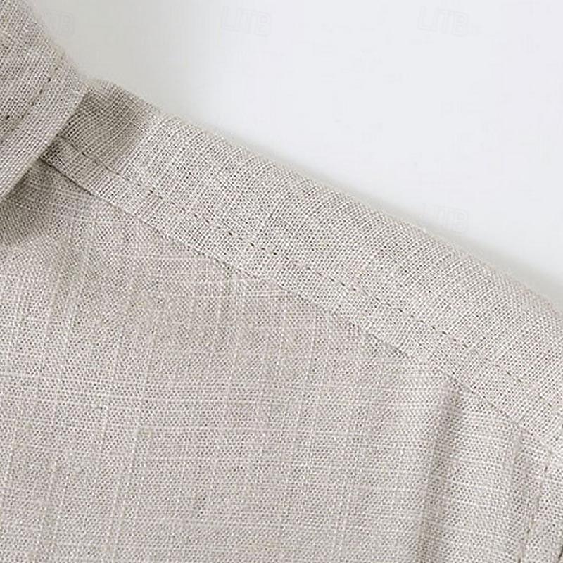 Miesten Paita Pellava paita Rento paita Button Up paita Puuvillainen paita Tavallinen Loma Katu Valkoinen Vaalean harmaa Tumman harmaa Beesi Lyhythihainen Sänkyjen avaus Kesä Vaatetus Painike alas 2025 - $36.99 –P11