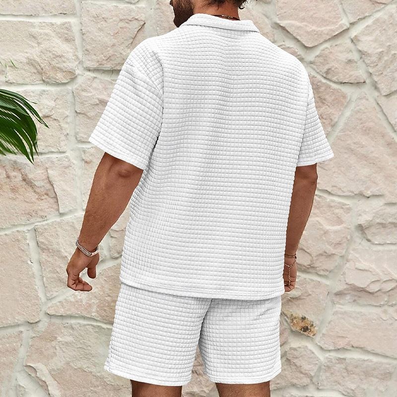 Pánské Waffle Henley košile Tričkové obleky Tepláková souprava Tenisové tričko Krátké rukávy Polo límec Léto Pevná barva Kreslení gymnastika Na běžné nošení Zip 2 ks Dovolená Denní nošení Sportovn 2025 - $37.99 –P2