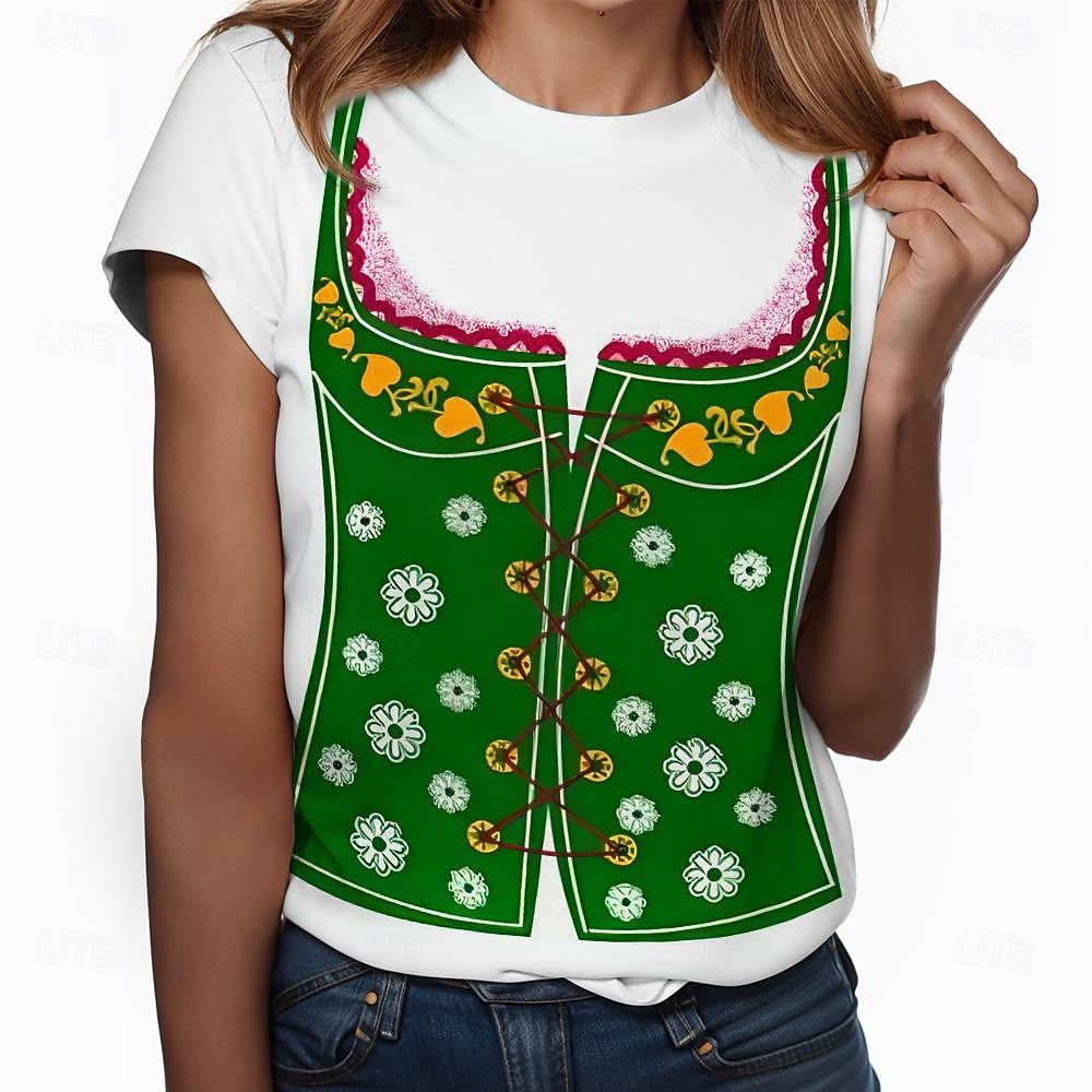 Tricou lederhosen #D Casual Stil de strada Tricou pentru Pentru femei Adulți Ștanțare la cald pentru Carnaval Bere Oktoberfest Petrecere Casul / Zilnic 2026 - $20.99 –P3