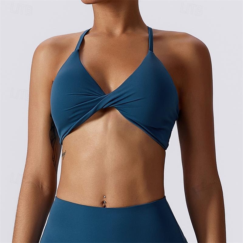Dames Lichte ondersteuning Sport bh's Running BH Open achterkant Gekruiste rug Goede top Gewatteerd Fitness Recreatiesport Hardlopen Ademend Lichtgewicht Zacht Zwart Roze Marine Blauw Effen 2025 - $31.99 –P4