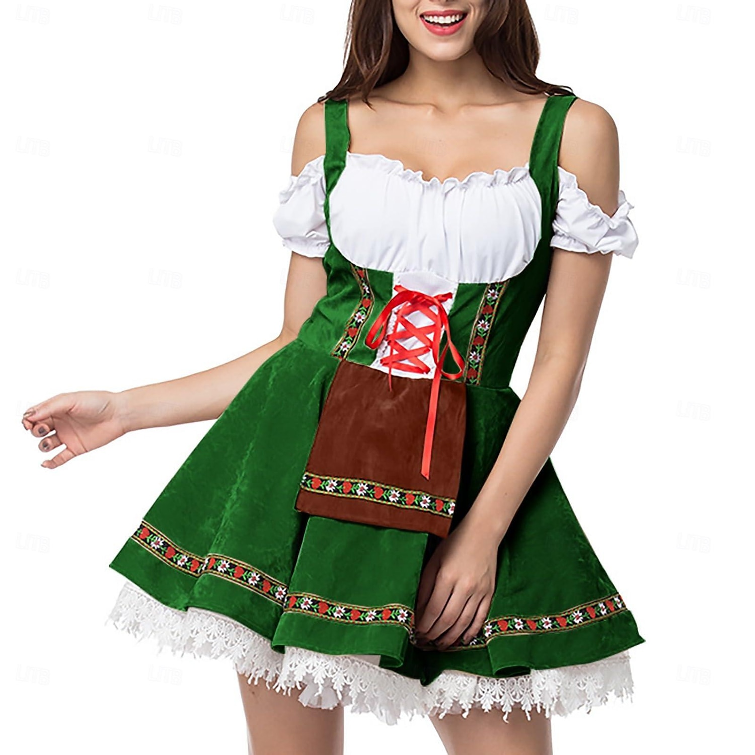 grande taille costume d'oktoberfest robe de bière dirndl trachtenkleider tenues de femme de chambre allemand munich wiesn femmes style traditionnel chemise en tissu tablier de 2026 ? $37.99 –P5