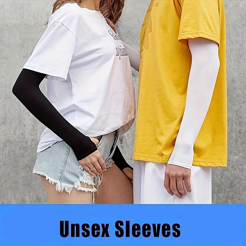 2pairs Long Solid Color Sun Sleeves, Thin High Elastic Cooling Arm Cover, Summer Sport Sleeves For Running Fishing Riding 2025 - $9.49 –P6