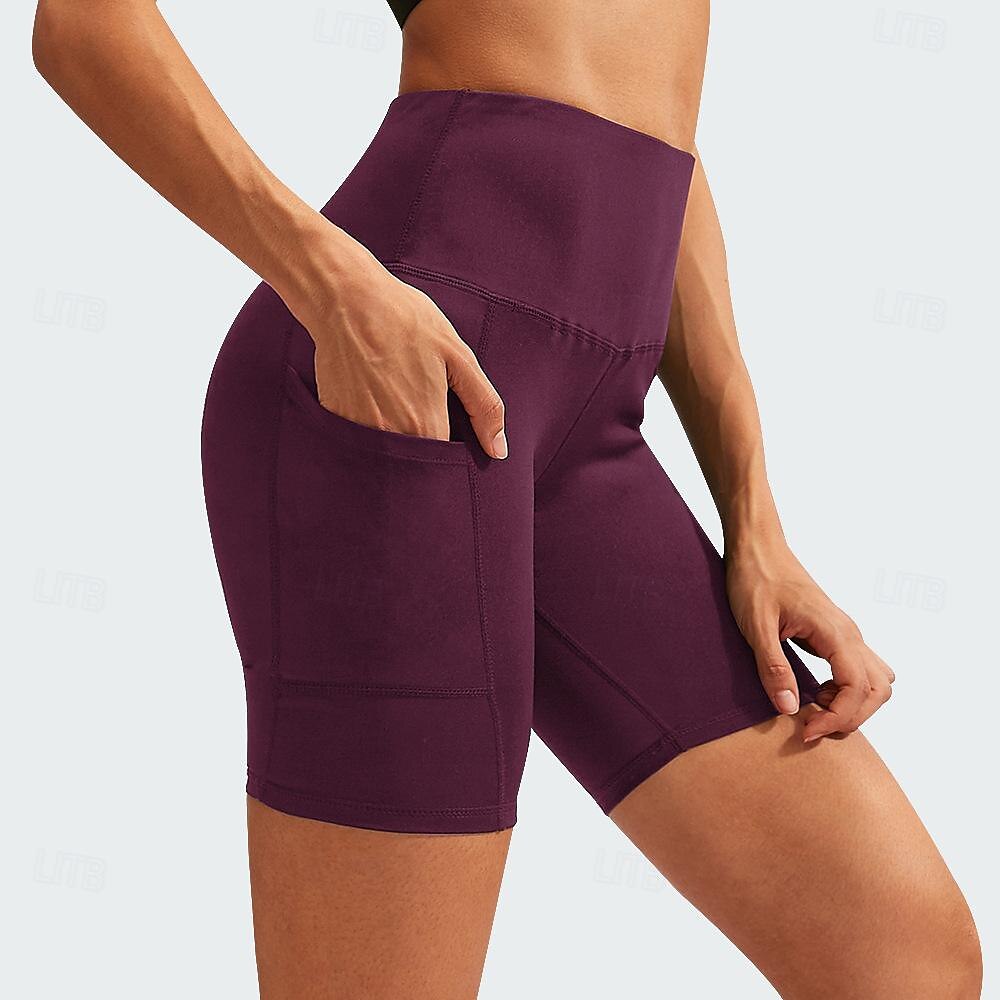 Damskie Spodnie Joggers Jogger Spodenki na siłownię Spodnie do jogi Kieszeń z kieszenią na telefon Lekki Wysoka talia Joga Zdatność Trening w siłowni Szorty Moda czarny / biały Czarny Burgundowy 2025 - $21.99 –P3