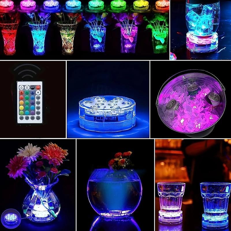 2pcs RGB LED Underwater Light, Waterproof Submersible LED Pool Pond Lights Illuminate Your Pool, Garden & More - Durable Waterproof Design for Year-round Decor - Ideal for Bathtub, Pond, Fountain, Spa 2025 - $17.99 –P4