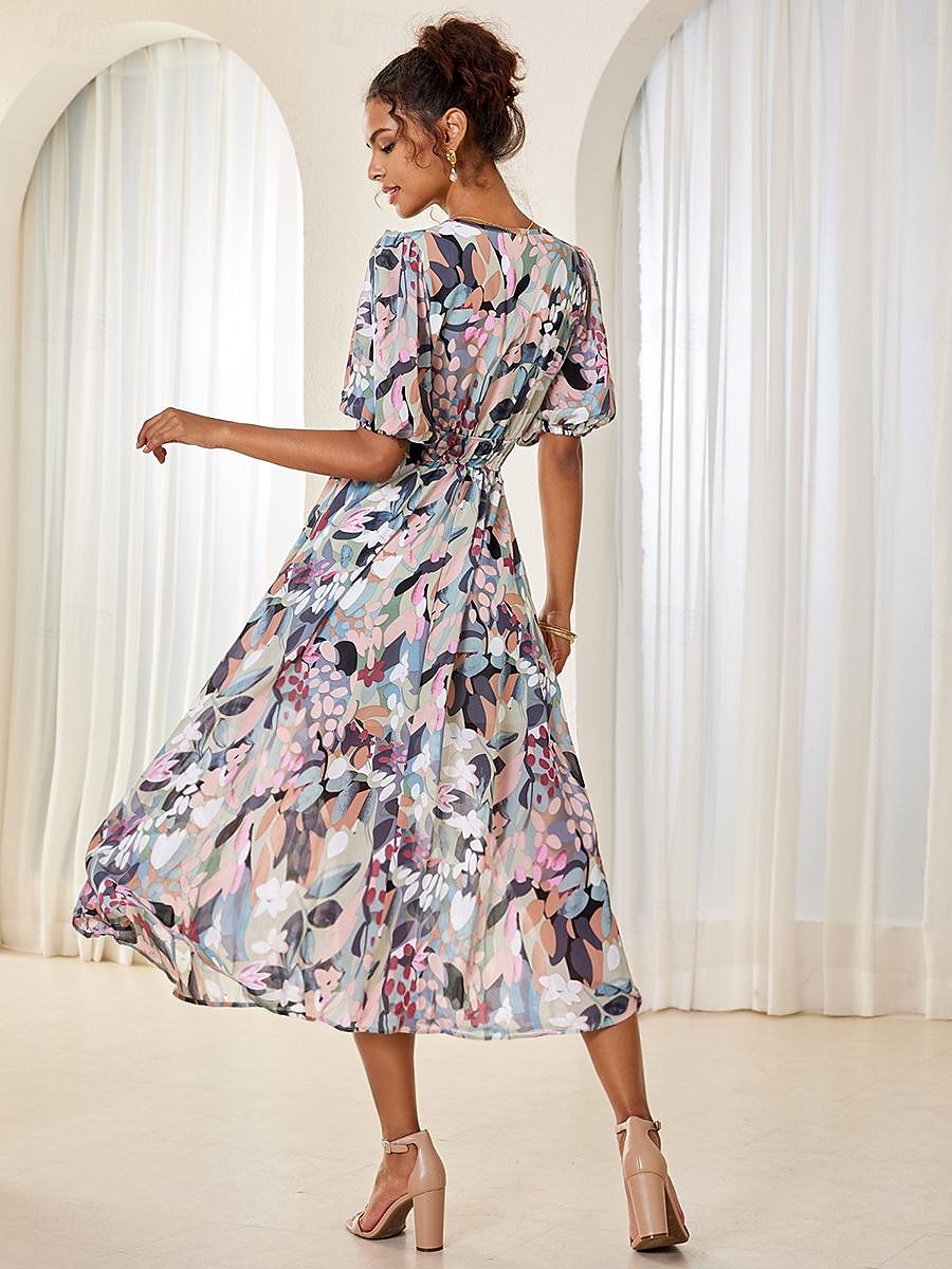 Damen Maxidress A Linie Kleid Brautkleider schlicht Täglich Lockere Passform Ditsy Blumig Kurzarm V Ausschnitt Colourful Sommer 2025 - $46.99 –P5