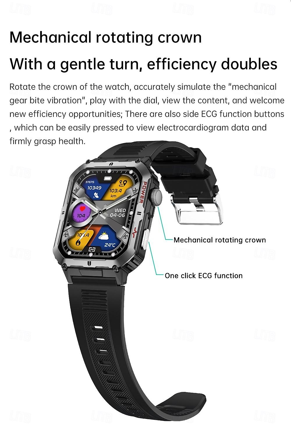 696 LW10 Smart Watch 2.6 inch Smart Band Fitness Bracelet Bluetooth ECG+PPG Pedometer Call Reminder Compatible with Android iOS Men Hands-Free Calls Message Reminder IP 67 42mm Watch Case 2025 - $71.99 –P13