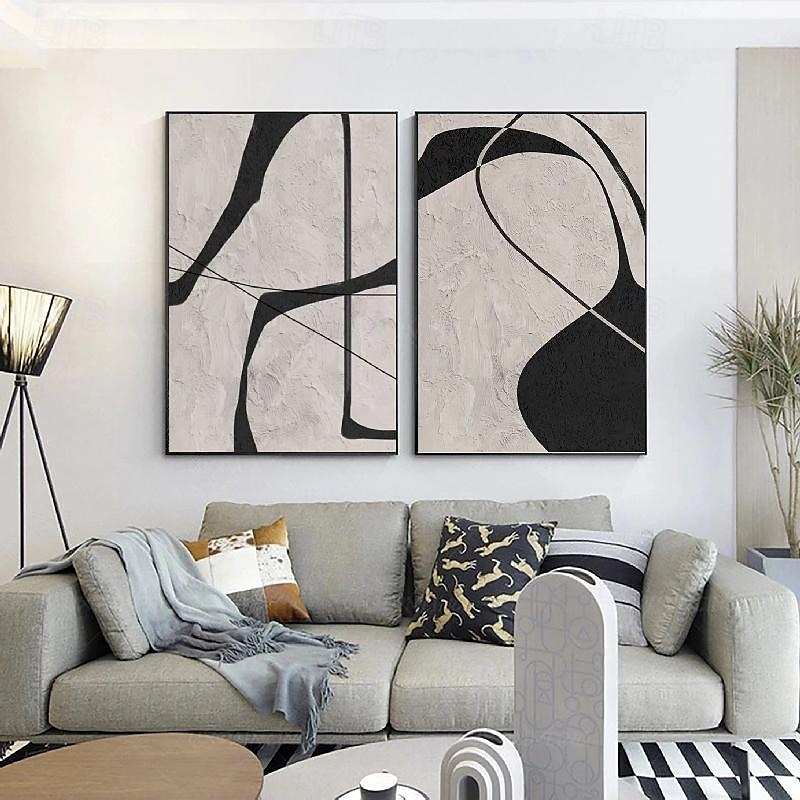 schilderij handgemaakt zwart-wit abstract olieverfschilderij handgeschilderd wabi sabi abstract schilderij wandkunst kunstwerk modern abstract olieverfschilderij geometrisch schilderij wandkunst voor 2025 - $108.99 –P3