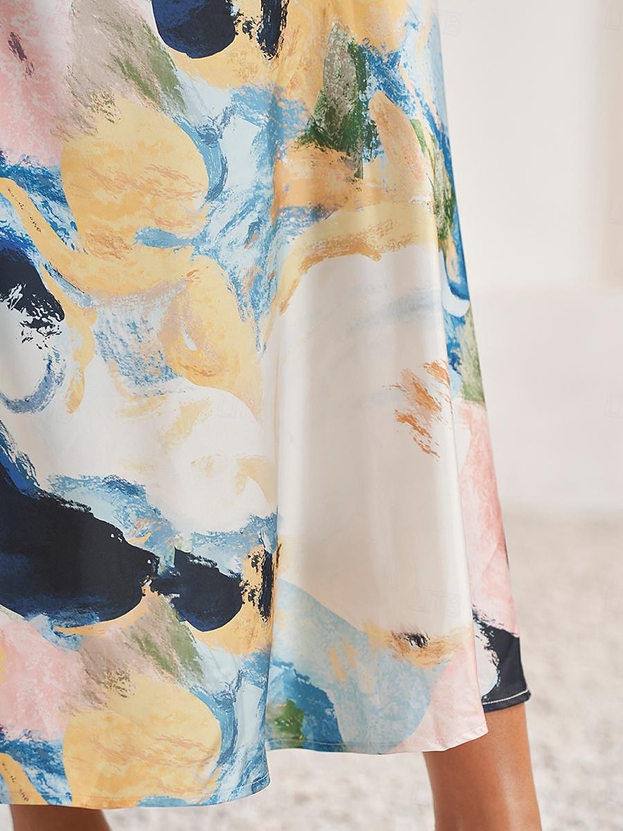 Women's Wedding Guest Dress Elegant Tie Dye Maxi Dress Short Sleeve V Neck Print Loose Fit Daily White Blue Purple Summer Dress 2025 - $59.99 –P4