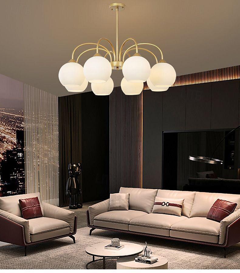 led függőlámpa 65/85cm 6/8 fény század közepén modern e27 csillár nagy fehér gömb sputnik vintage sárgaréz süllyesztett mennyezeti lámpa konyhasziget függőlámpa matt üveggolyós függőlámpa 110-240v 2025 - $299.99 –P9