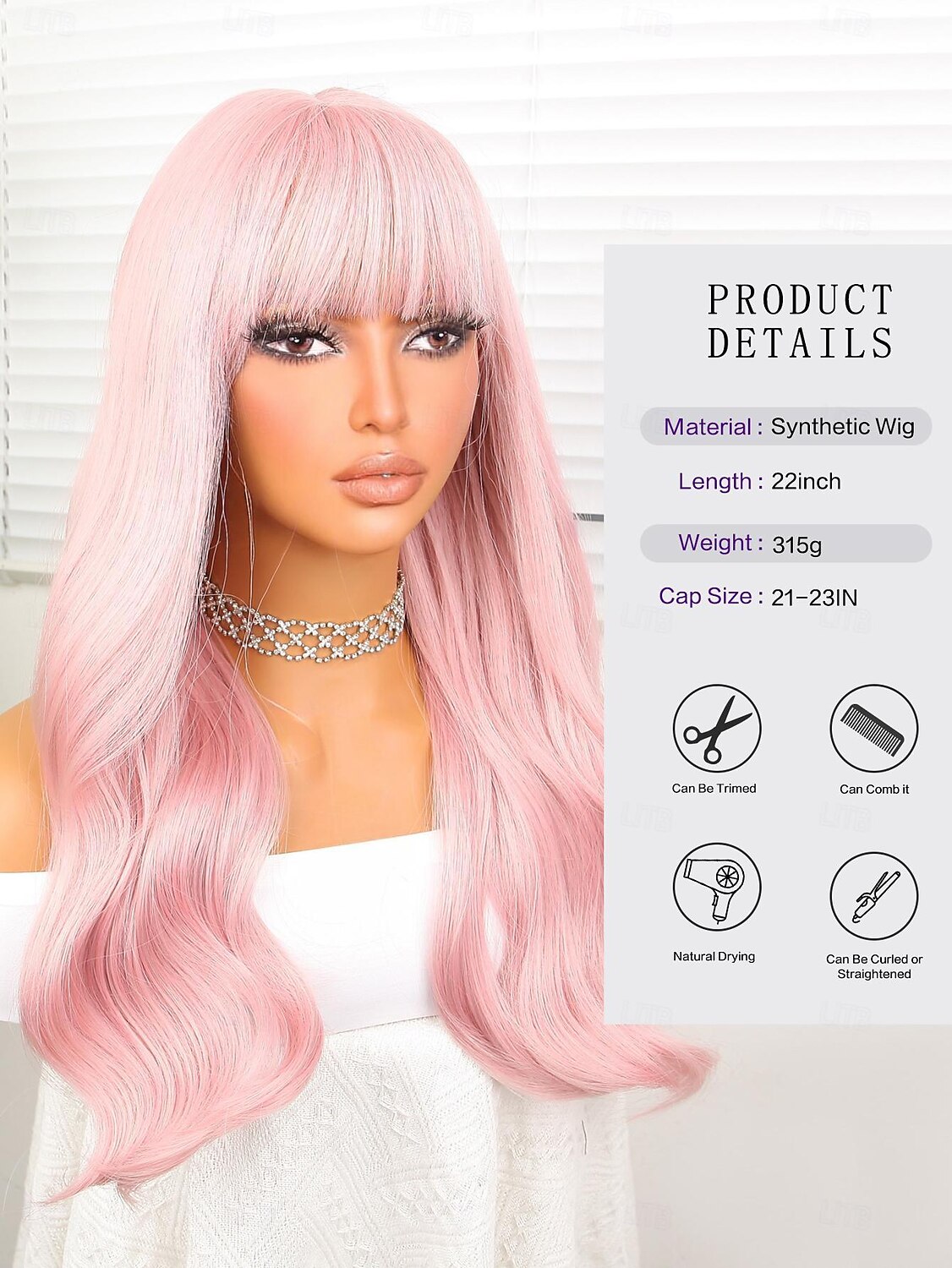 Synthetic Wig Deep Wave Neat Bang Wig 22 inch Pink+Red Synthetic Hair 22 inch Women Pink 2025 - $23.99 –P8