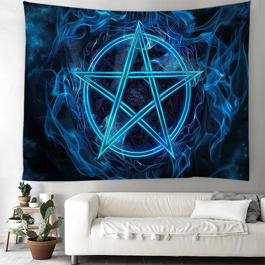 pentagram wicca wiccan pohanský psychedelický závěsný gobelín nástěnné umění velký gobelín nástěnná malba výzdoba fotografie pozadí přikrývka opona domácí ložnice dekorace obývacího pokoje 2025 - $17.99 –P17