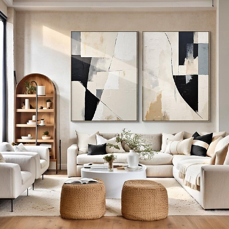 arte minimalista bege branco preto feita à mão arte de parede wabi-sabi bege brancogrande arte de parede abstrata begearte texturizada preta pintura a óleo de 2026 por $176.99 –P6