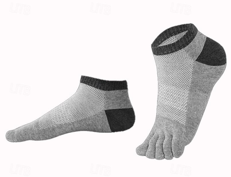 Herren 3 Paare Ankle Socken Zehensocken Niedrig geschnittene Socken Schwarz Weiß Farbe Farbblock Freizeitskleidung Urlaub Wochenende Patchwork Mittel Sommer Frühling & Herbst Stilvoll Brautkleider 2025 - $23.99 -P4