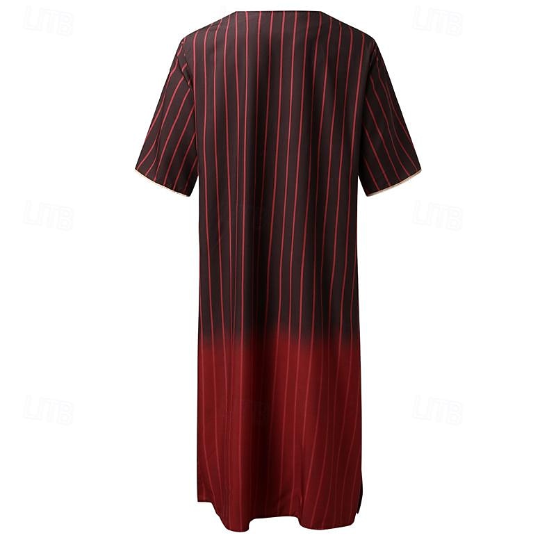 Hombre Ropa de salón Bata de noche Camisa de dormir Raya Elegante Confort Batas tipo kimono Diario Hogar Poliéster Transpirable Escote en Pico Manga Corta Primavera Negro Blanco 2026 - $29.99 –P10