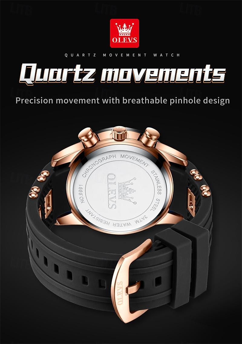 New Olevs Brand Men'S Business Watch Luminous Chronograph 24-Hour Indication Fashion Trend Multifunction Quartz Watch Waterproof Leisure Sports Men'S Wristwatch 2025 - $34.99 –P4