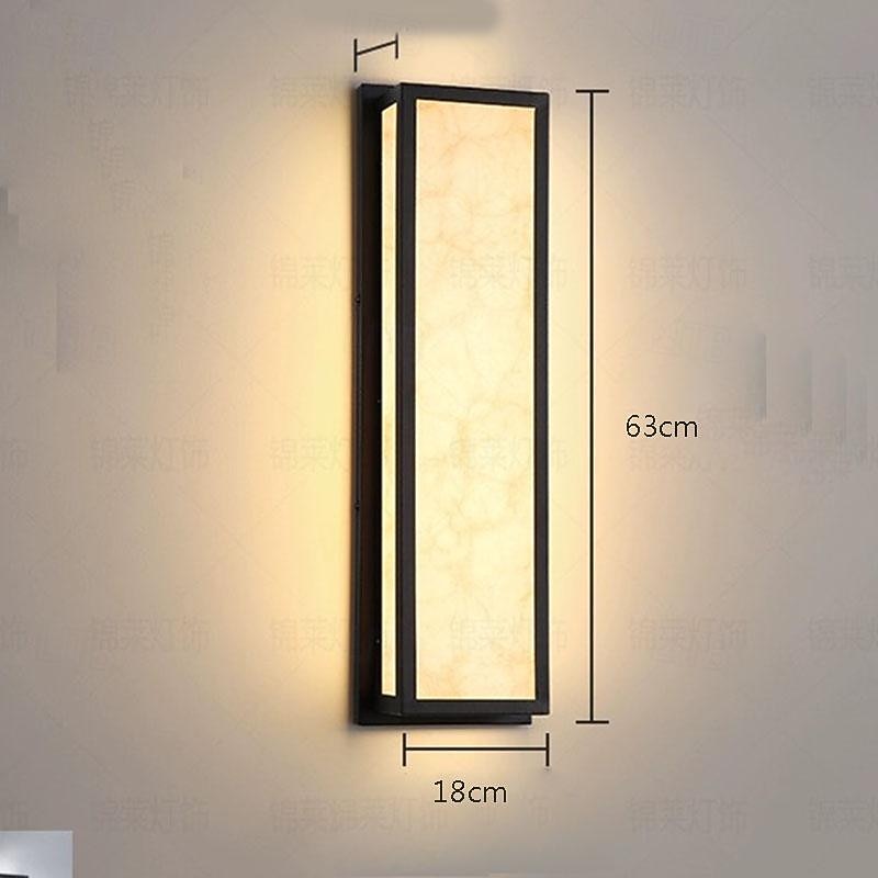 Aplique de pared exterior LED blanco cálido 42/63 cm 20 W IP65 apliques modernos iluminación de pared lámpara de patio luces rectangulares negras lámpara de pared de mármol para patio, porche, garaje 2026 - $366.53 –P4