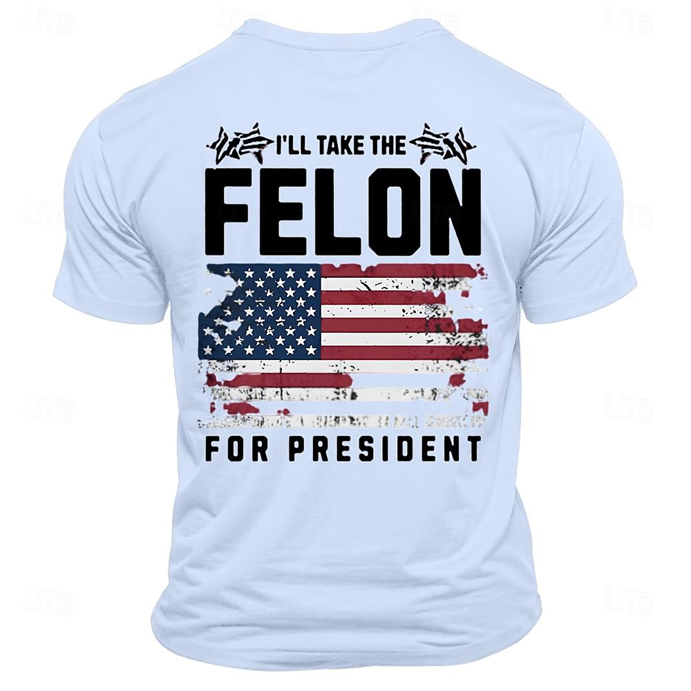 2026年 男性用グラフィックTシャツ「私は犯罪者を大統領にするつもりだ」アメリカンフラッグショートスリーブ政治声明  コレクション – $17.49 –P5