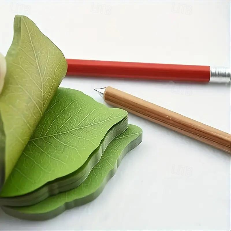 50 Leaf Shaped Sticky Notes Diy Home Wall Photo Decor Green Self Adhesive Memo Back To School Season School Supplies 2025 - $7.99 –P5