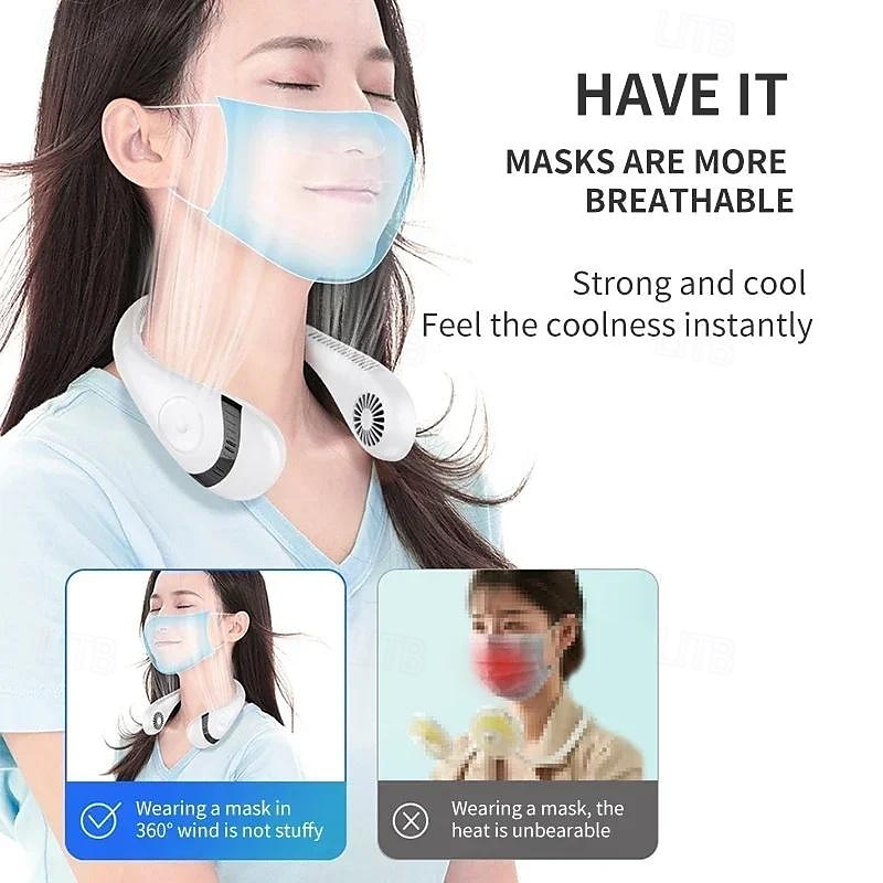5000mAh Hanging Neck Fan – Portable Folding Bladeless Air Cooler, USB Type-C Rechargeable for Sports & Travel 2025 - $28.99 –P2