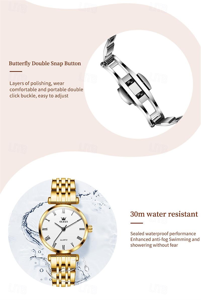 New Olevs Olevs Brand Fashion Women'S Quartz Watch Simple Fashion Trend Travel Sports Leisure Waterproof Steel Belt Women'S Wristwatch 2025 - $28.99 –P1
