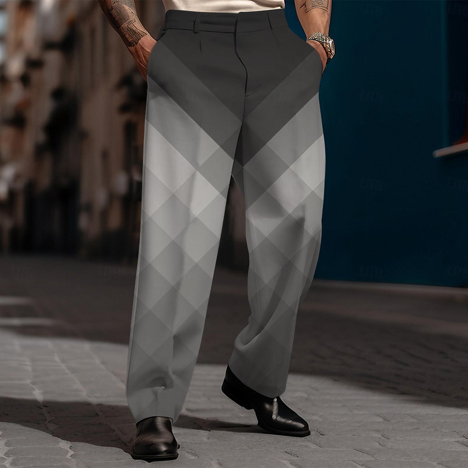 Hombre Plaid pantalones de traje Media cintura Informal de negocios Boda Uso Diario Bolsillo Pantalones rectos Verano Primavera Otoño Rojo Azul Piscina Gris 2025 - $29.99 –P1